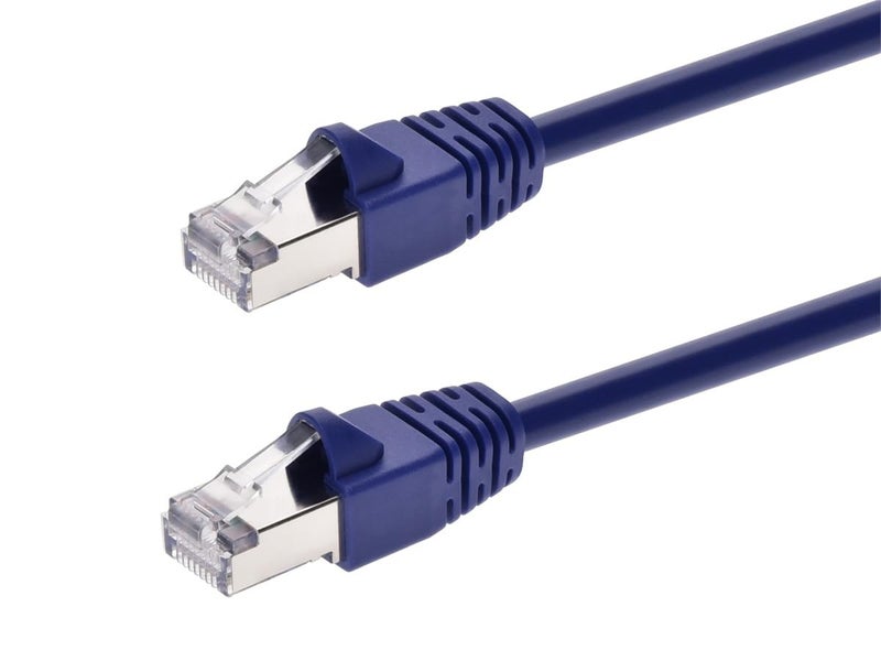 Monoprice Cat6A 3ft Purple Patch Cable Double Shielded (S/FTP) 26AWG 10G Pure Bare Copper Snagless RJ45 Fullboot Series Ethernet Cable - Image 1
